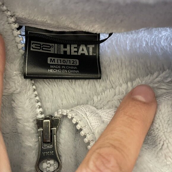 32 Degrees Heat Girls Gray Polyester Faux Fur Jacket Size 10/12 - Picture 3 of 6